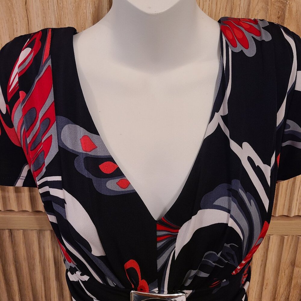 Perceptions New York Dress | Size 10 | Bold Floral Belted Style - Picture 3 of 11